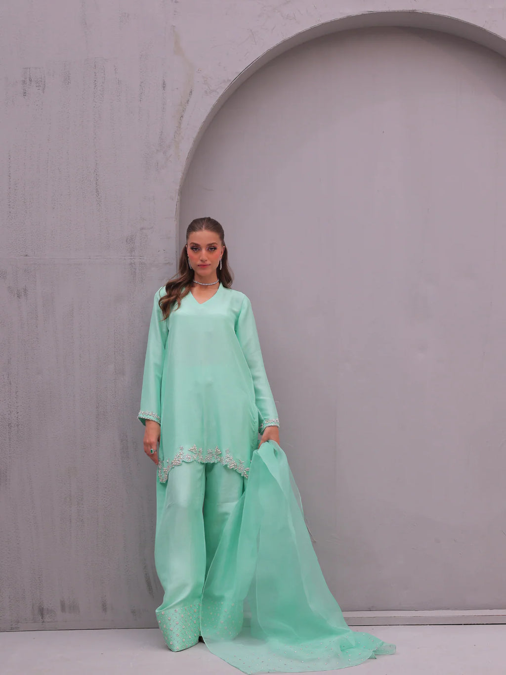 Aayra - Mint Green Farshi Set