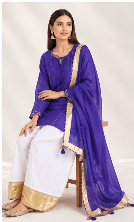 Blue Gota Work Farshi Salwar Set