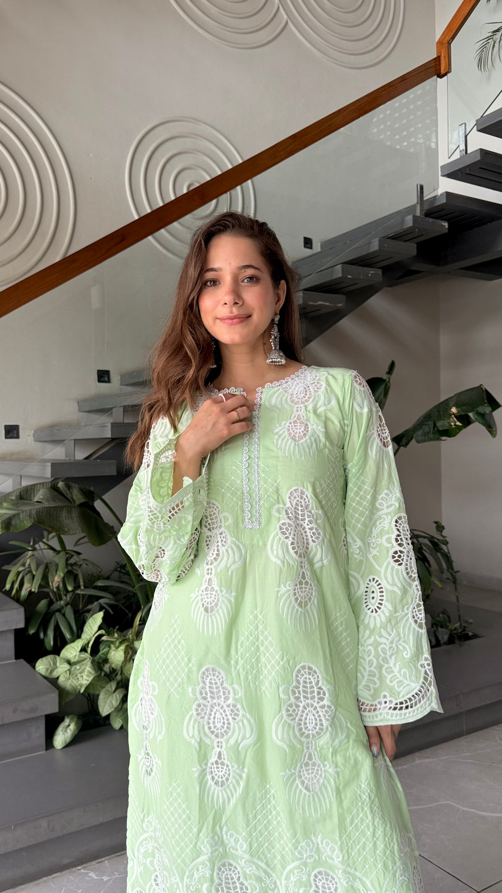 Mint Green Embroidered Kurta Set
