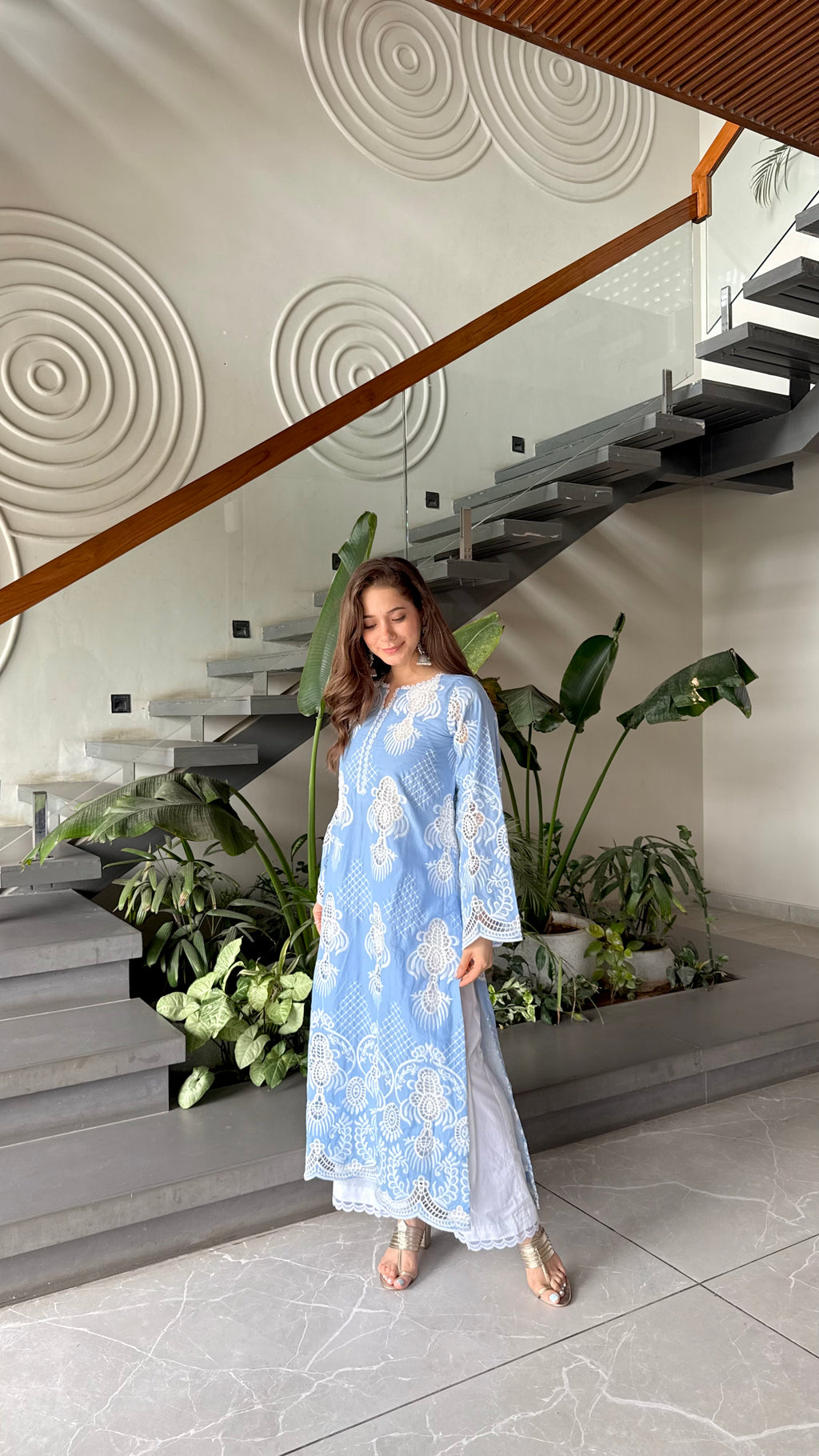Sky Blue Embroidered Kurta Set