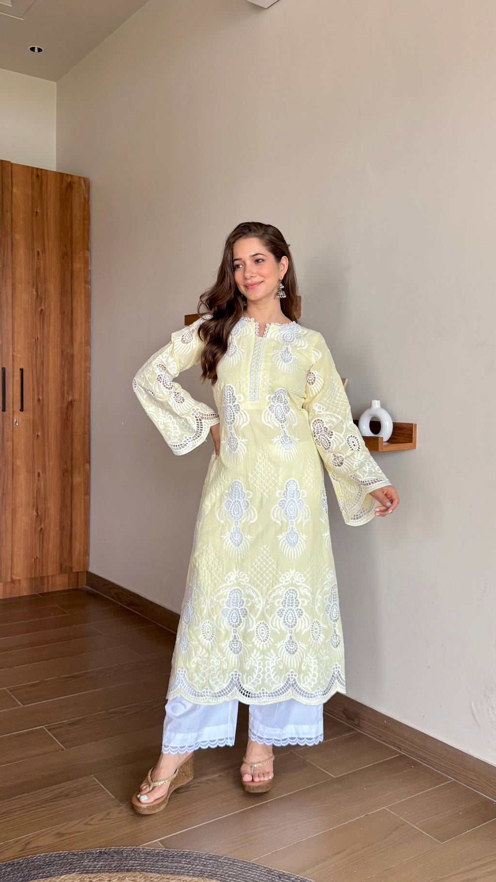 Lime Embroidery Kurta set