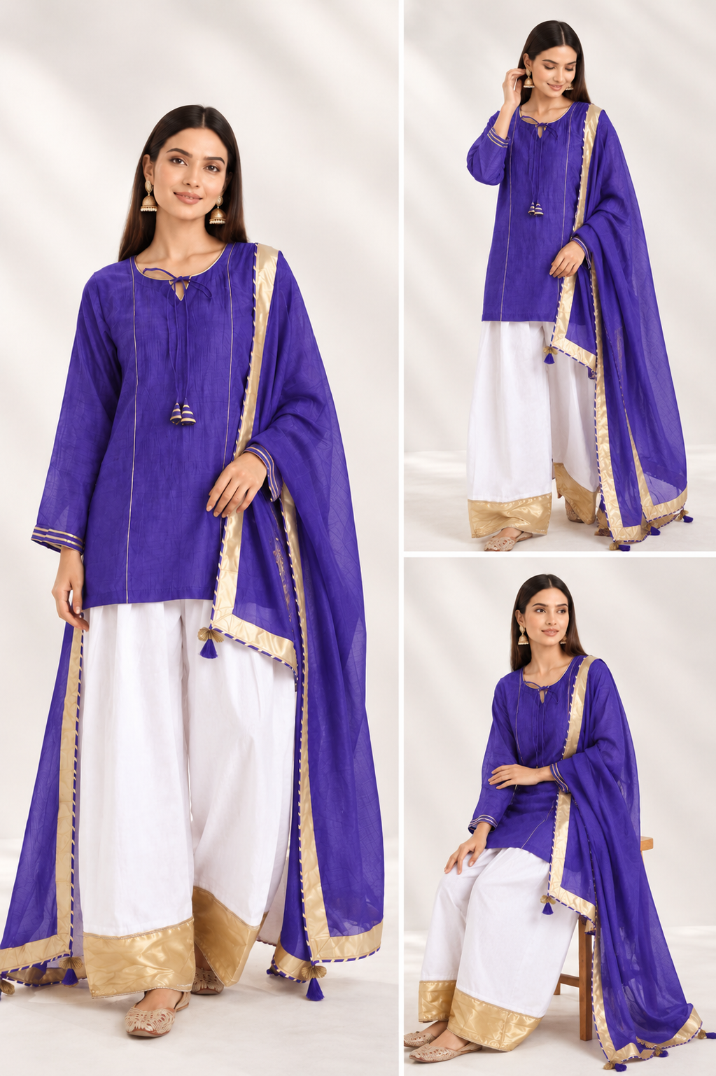 Blue Gota Work Farshi Salwar Set