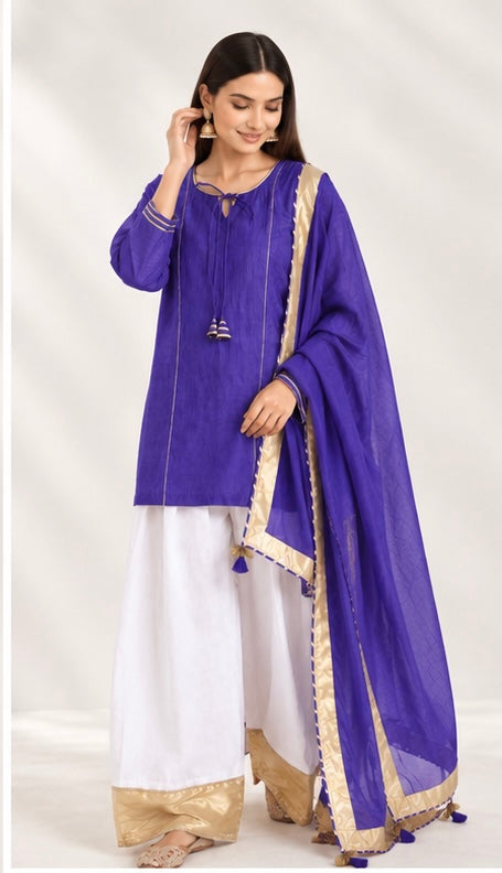 Blue Gota Work Farshi Salwar Set