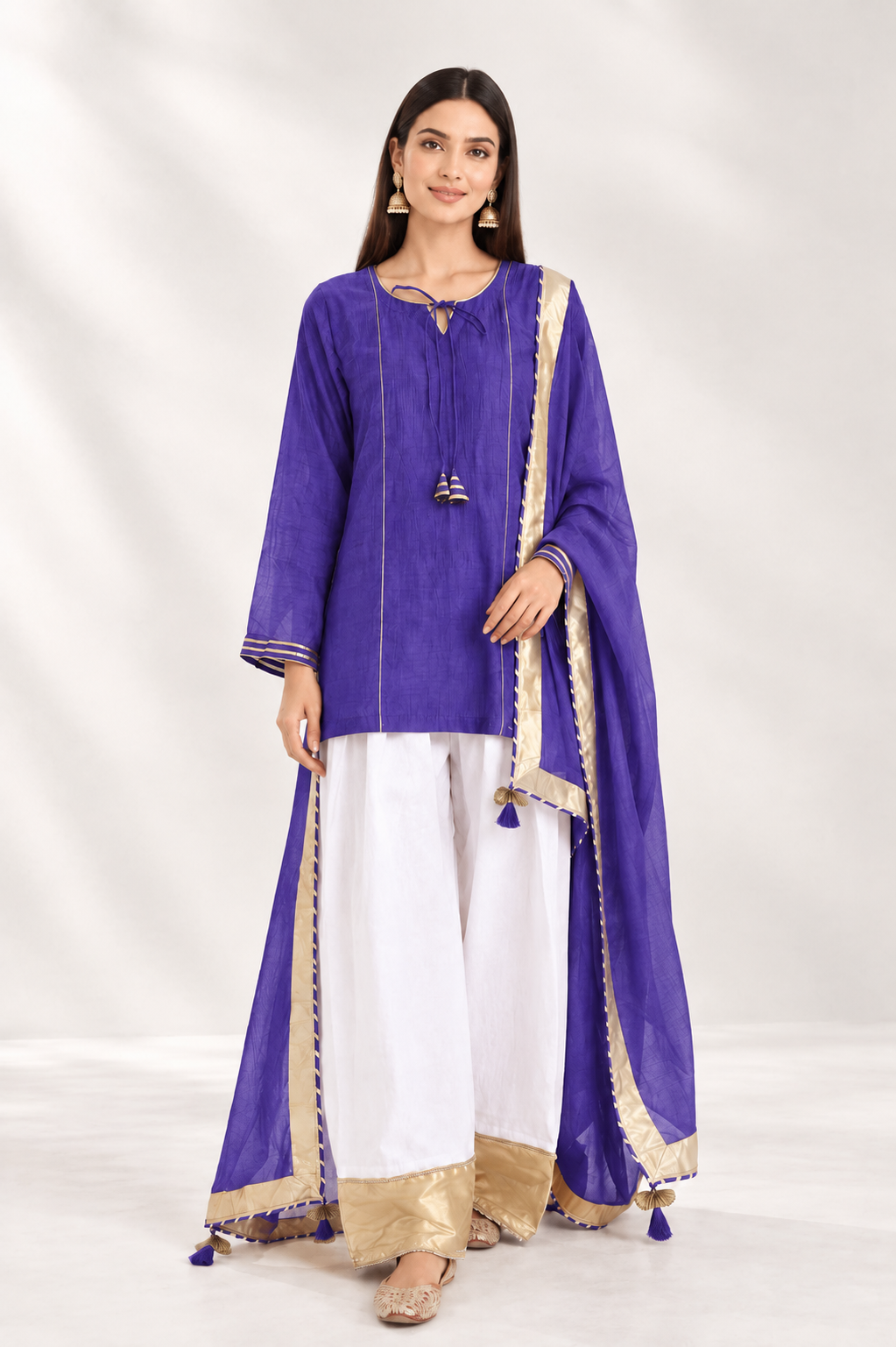 Blue Gota Work Farshi Salwar Set