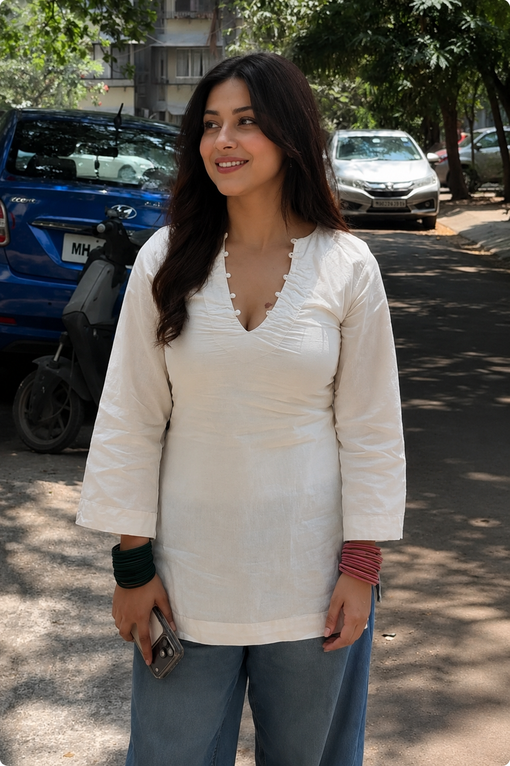 Shehnaz white kurti
