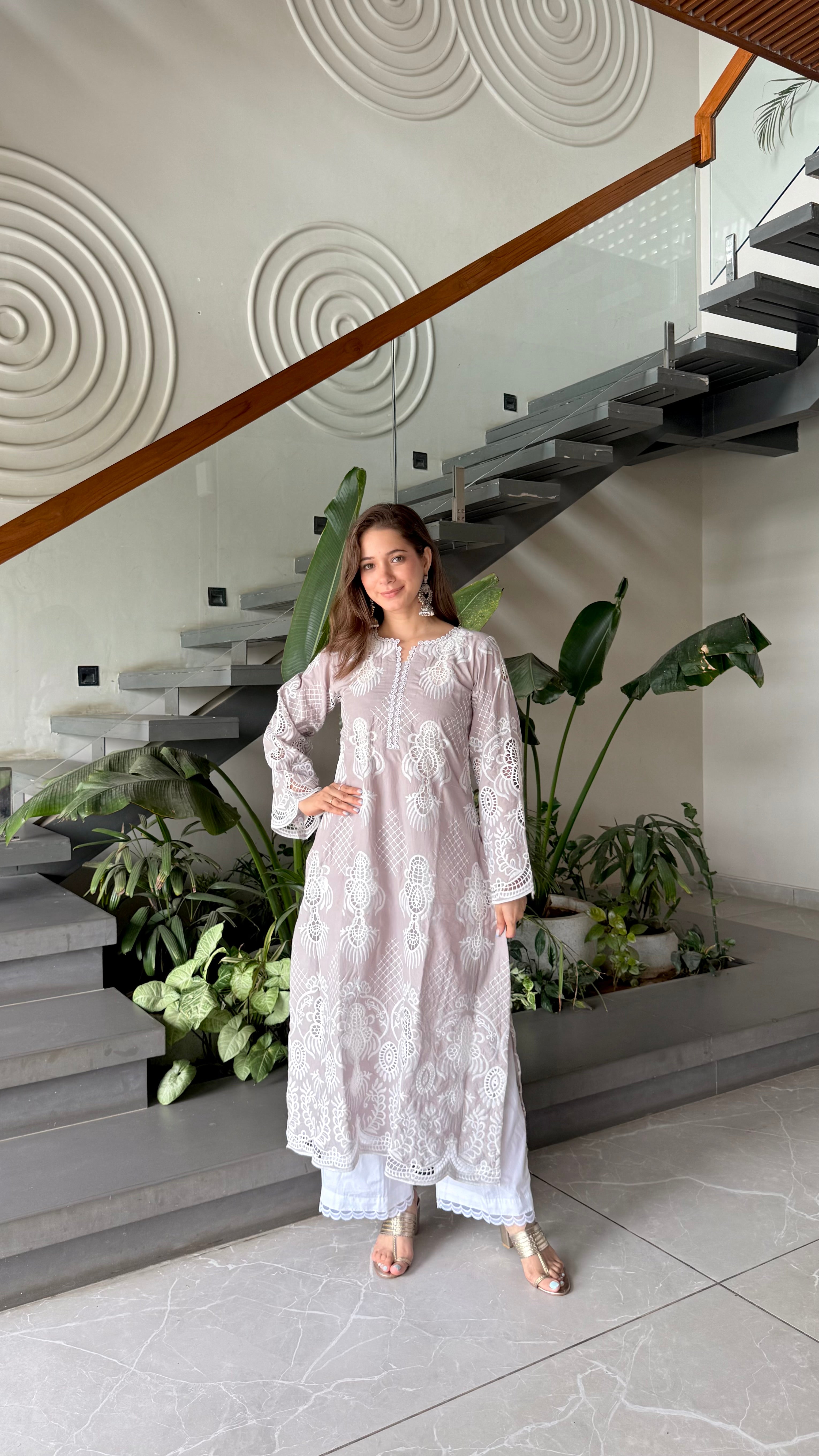 Mist Embroidered Kurta Set