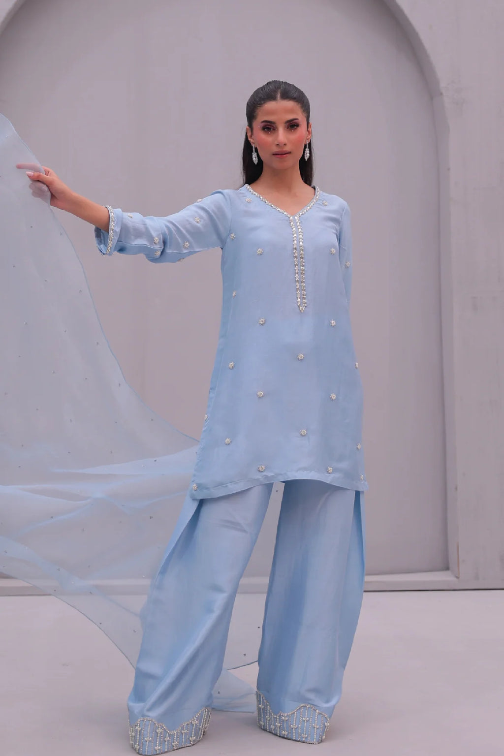 Aayra - Ice Blue Farshi Set