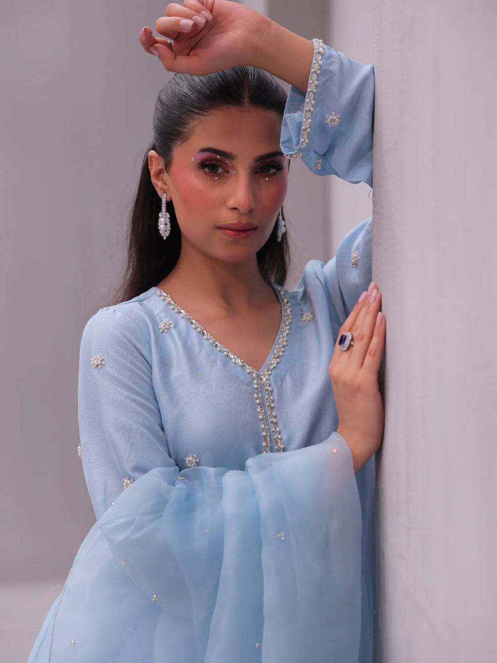 Aayra - Ice Blue Farshi Set