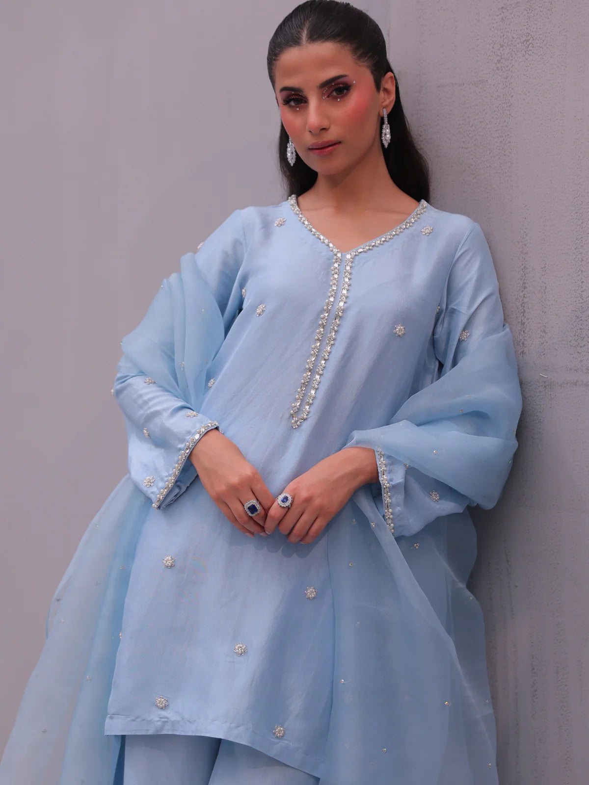 Aayra - Ice Blue Farshi Set