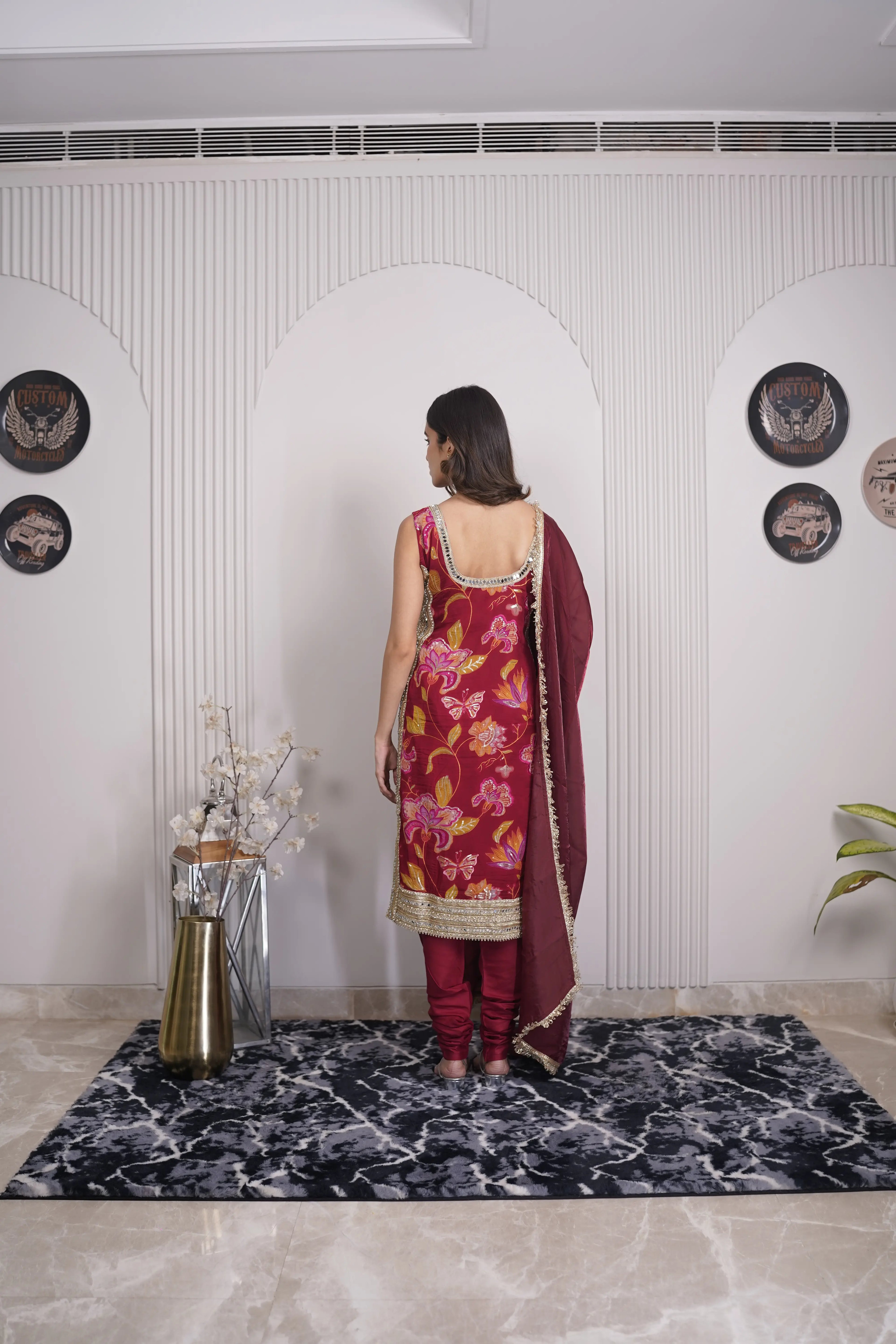 Zariya Maroon Embroidered Suit