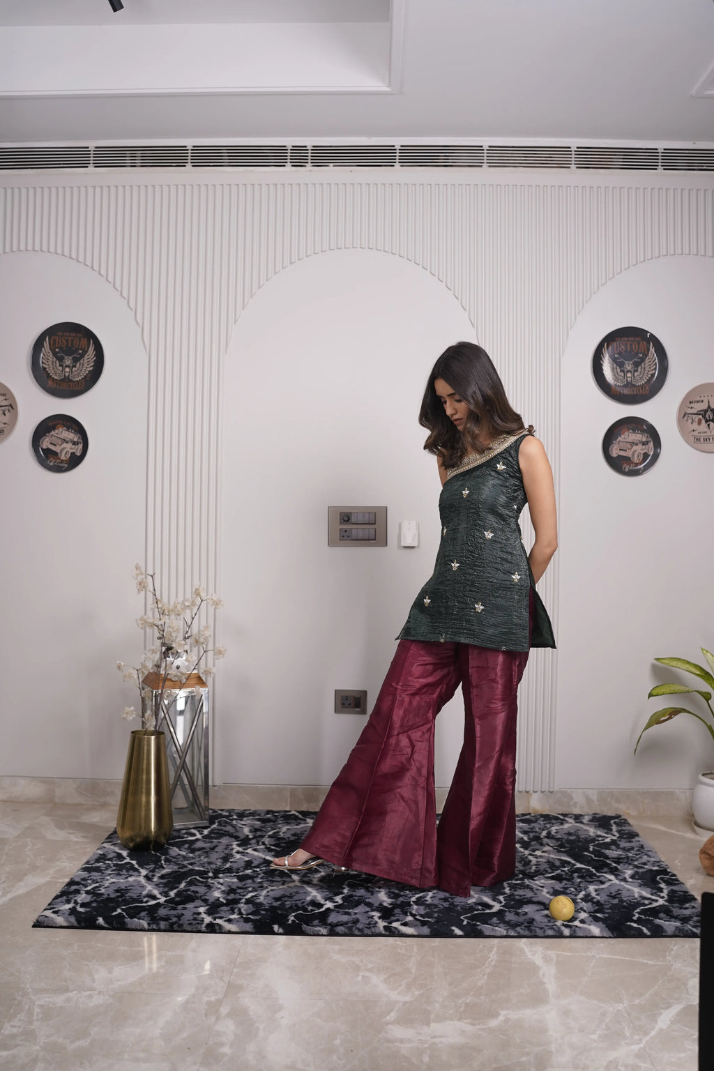 Aqsa Gold Crush One-Shoulder co-set