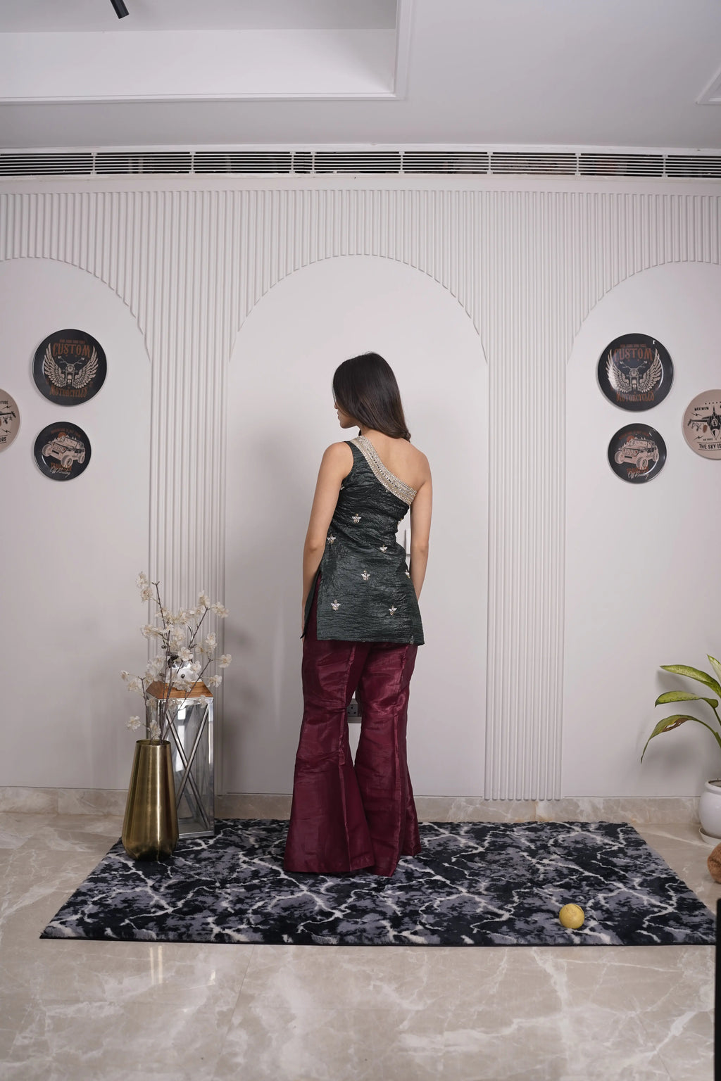 Aqsa Gold Crush One-Shoulder co-set