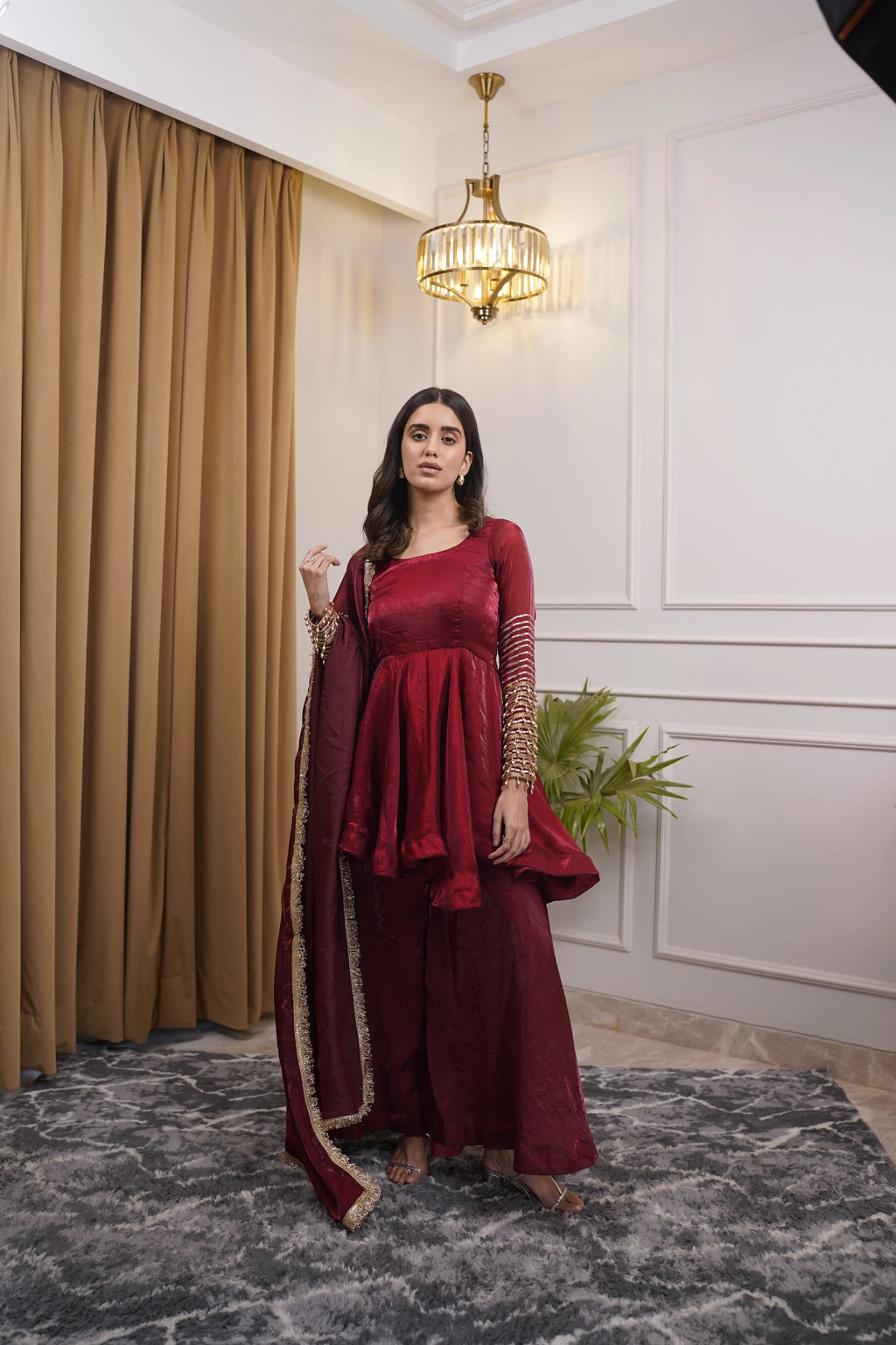 Zooni Maroon Regal Suit Set
