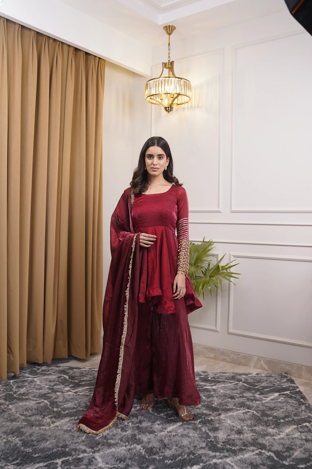 Zooni Maroon Regal Suit Set