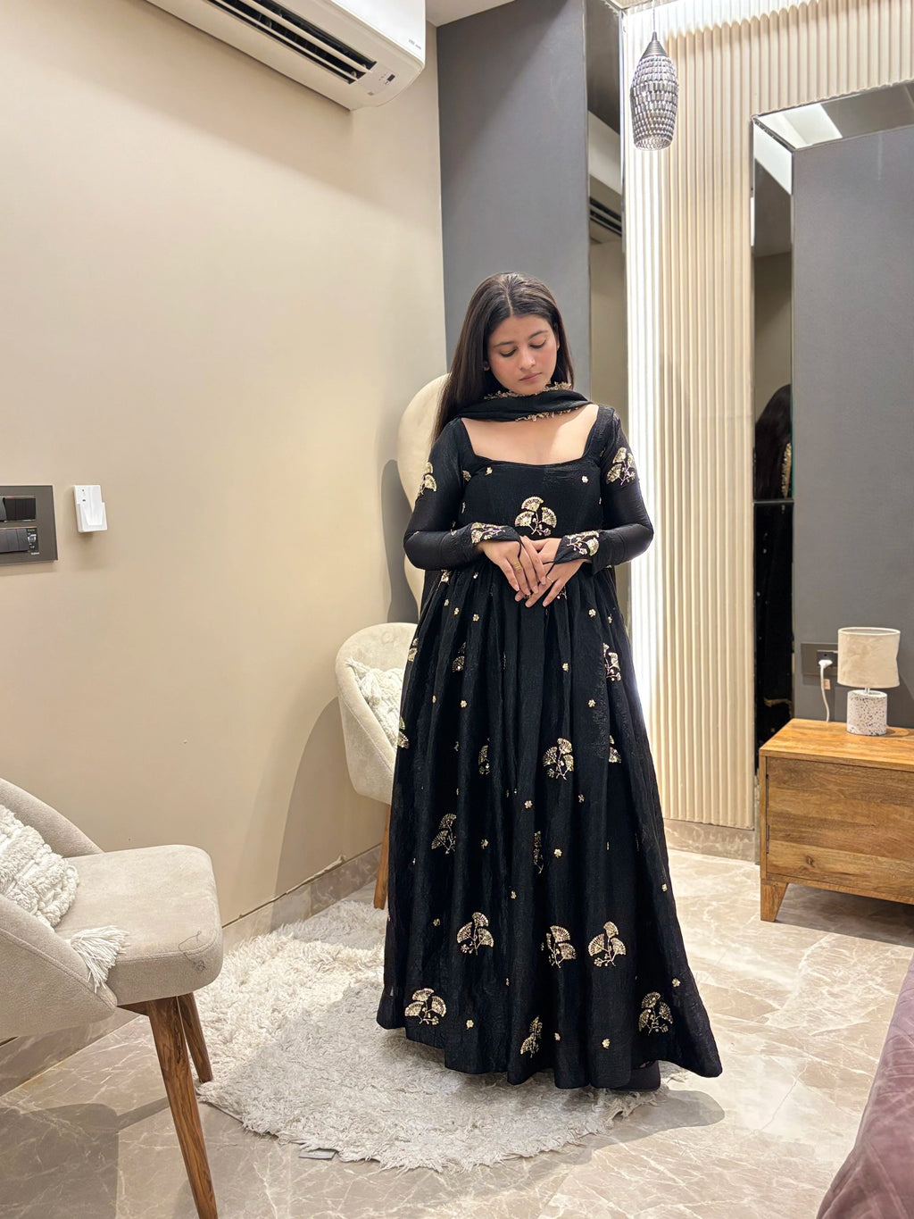 Aafreen Black Anarkali Set