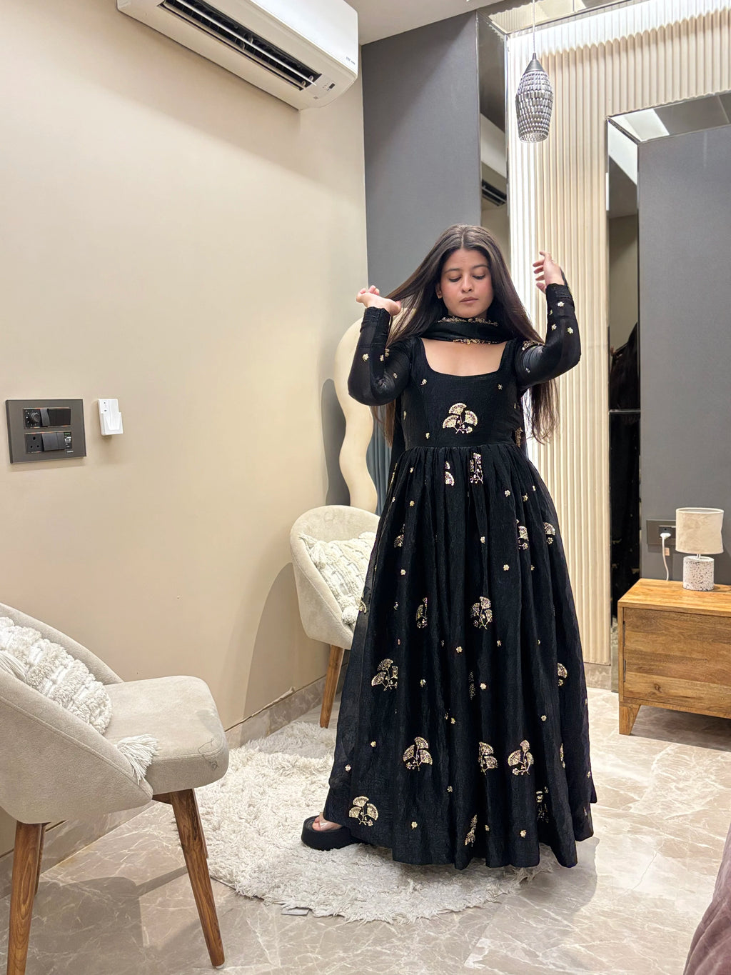 Aafreen Black Anarkali Set