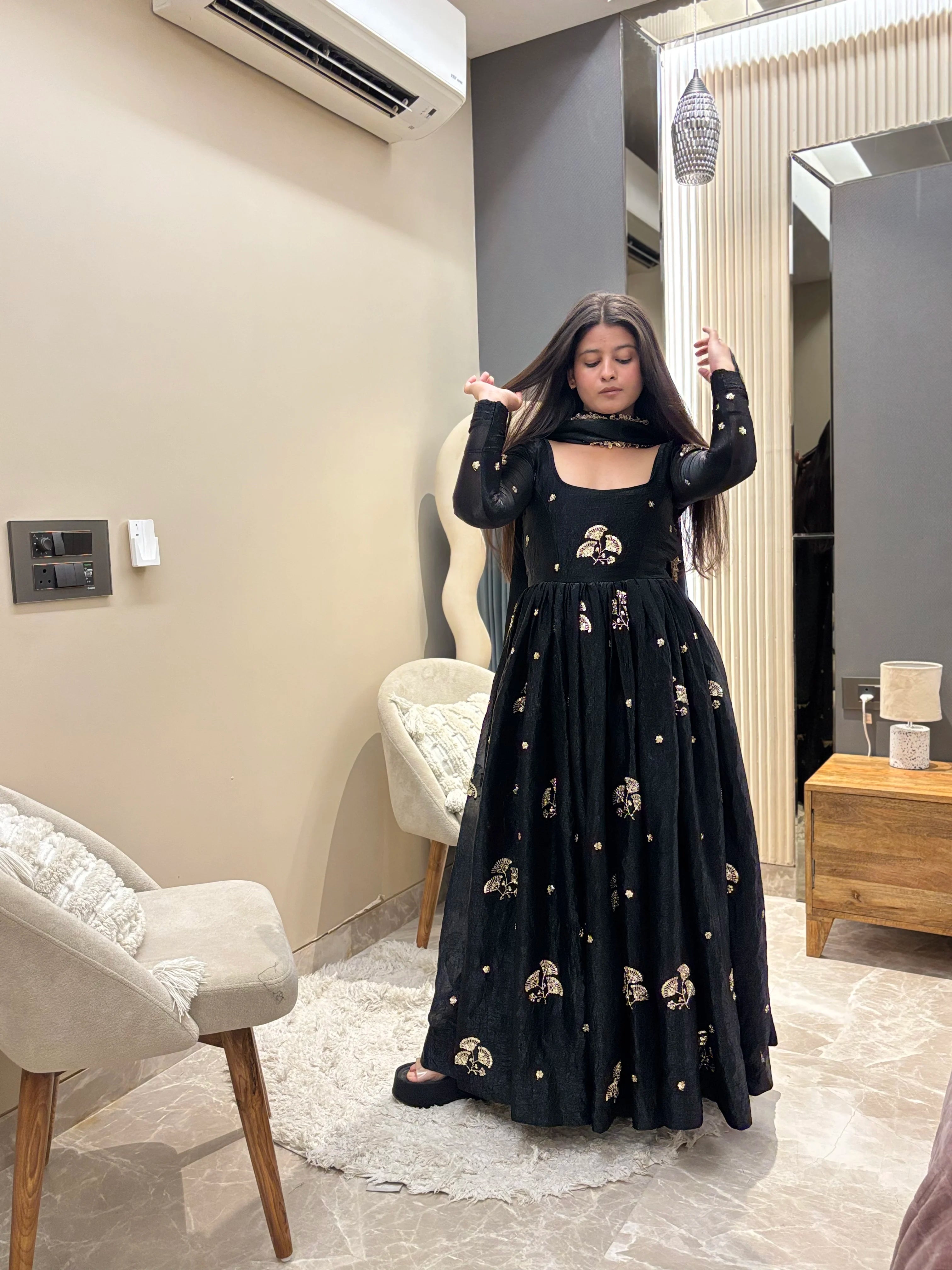 Aafreen Black Anarkali Set