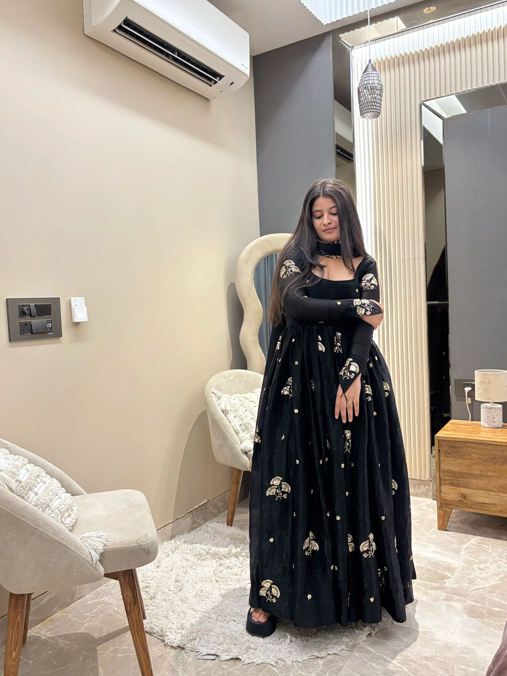 Aafreen Black Anarkali Set