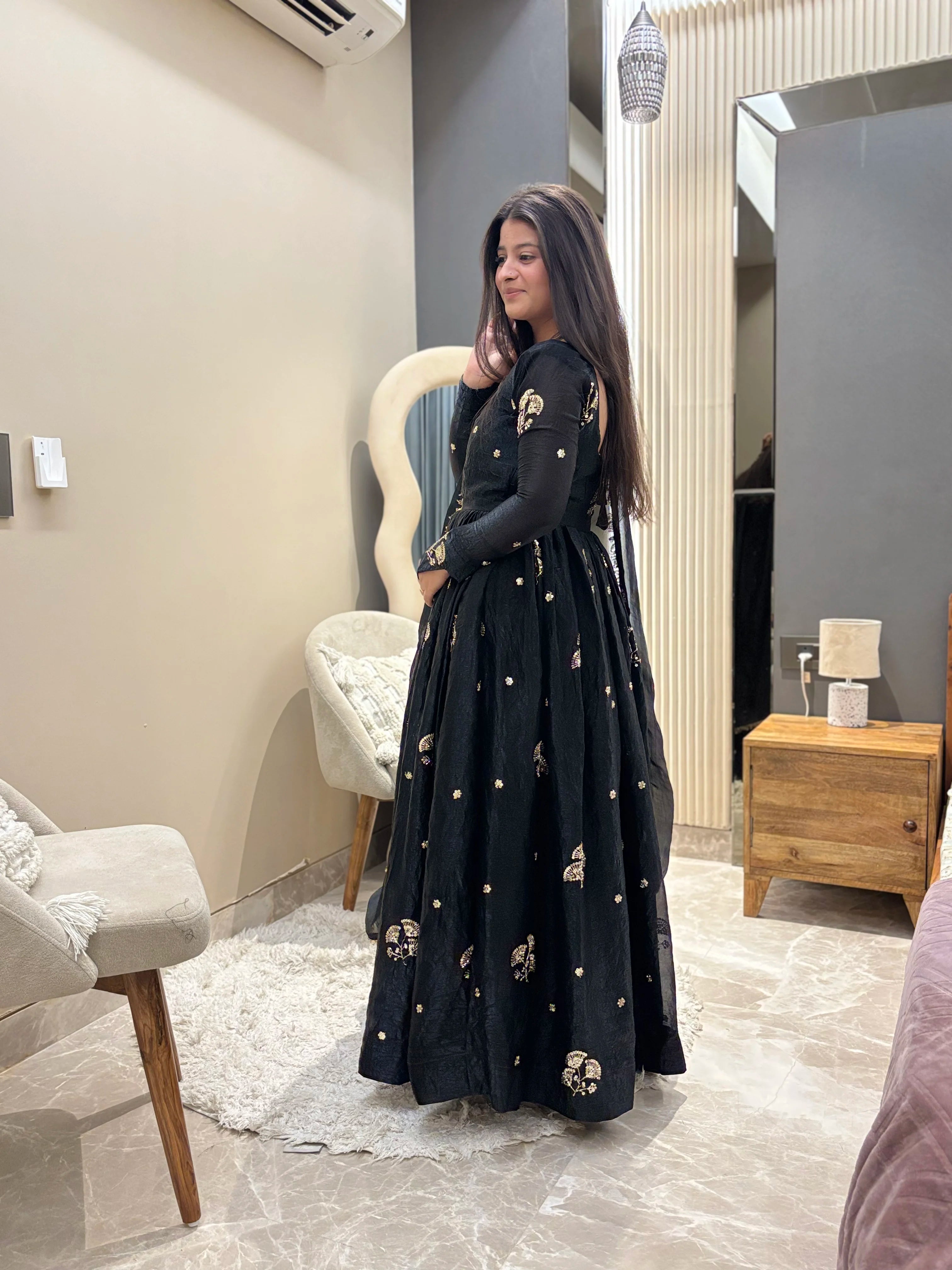 Aafreen Black Anarkali Set Behlim Aafreen Black Anarkali Set Behlim