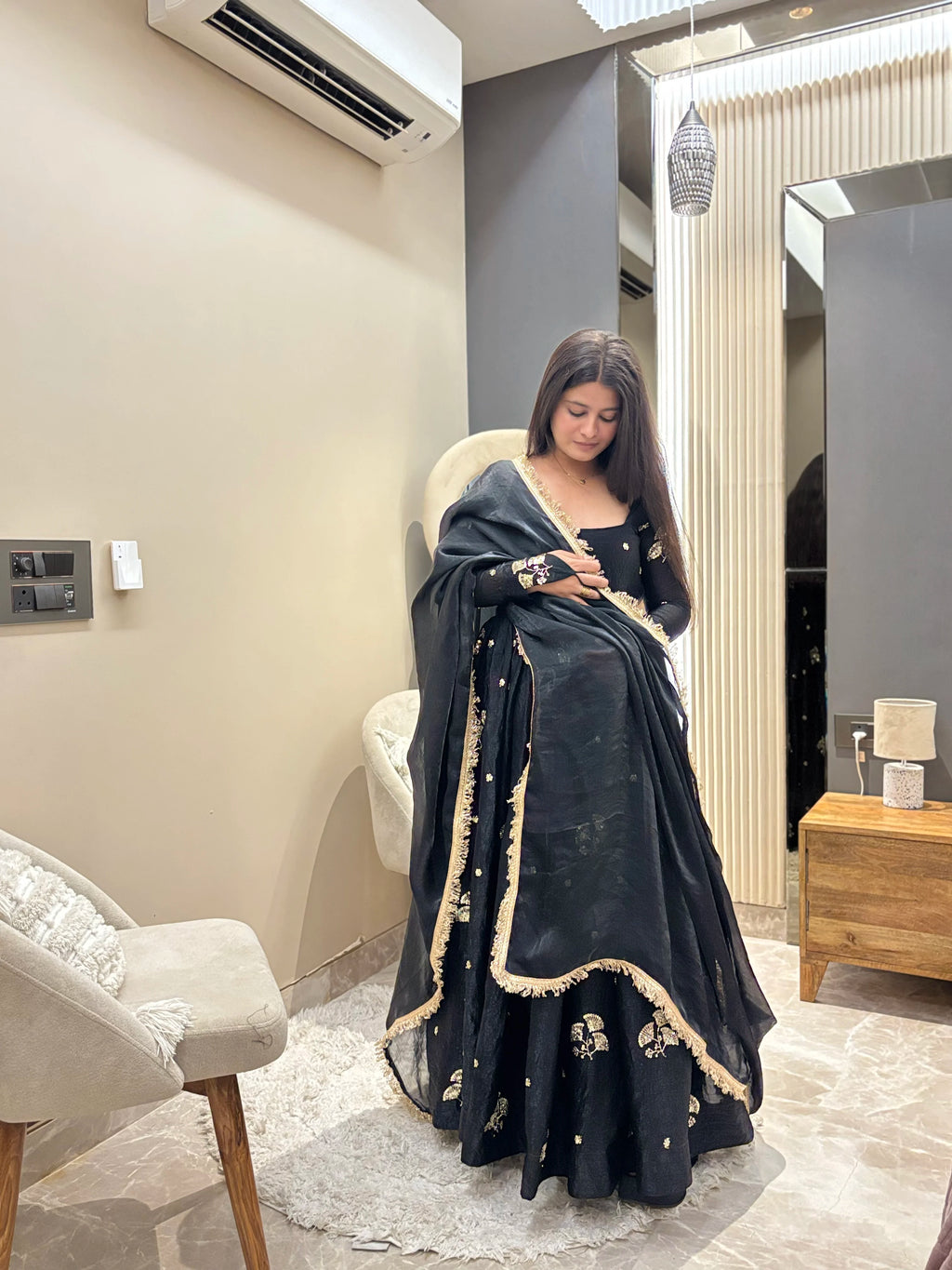 Aafreen Black Anarkali Set