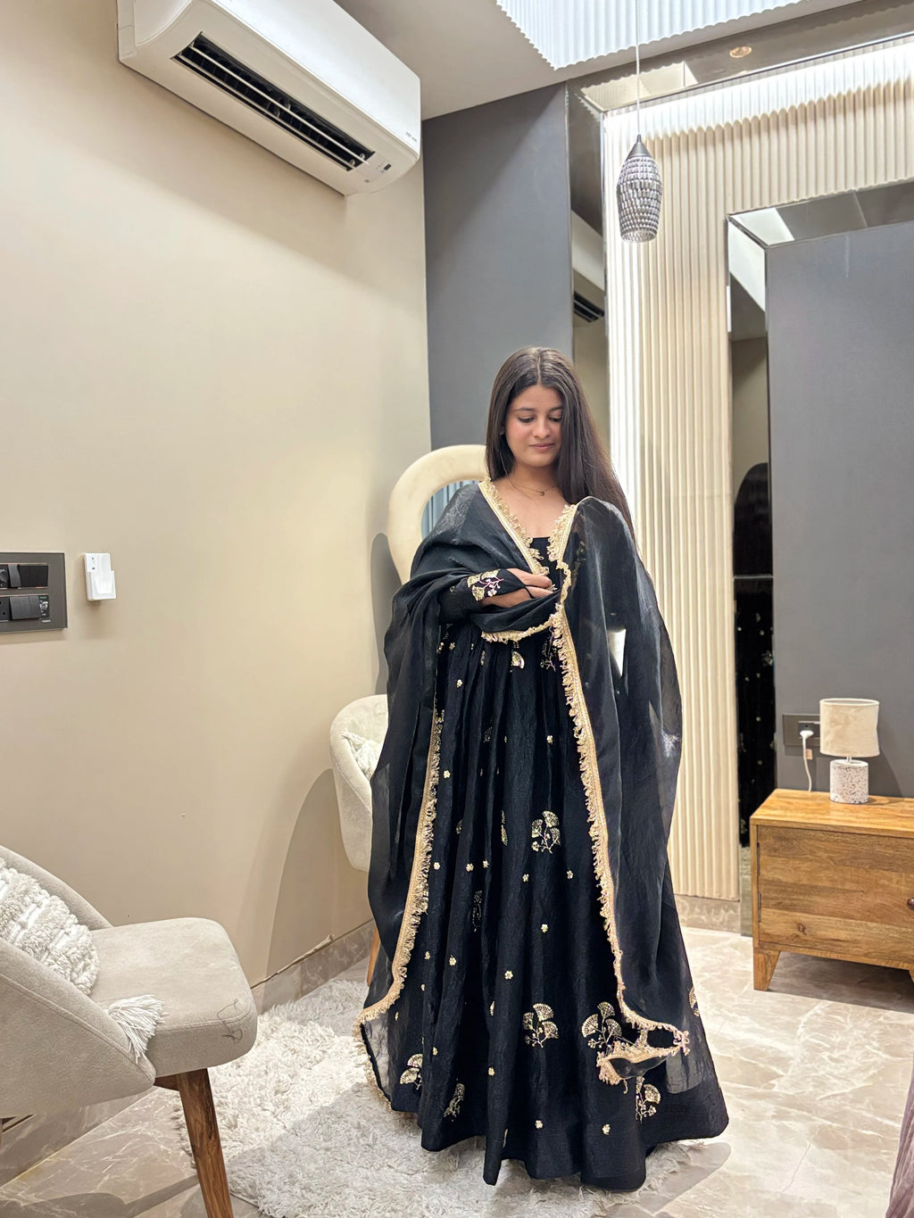 Aafreen Black Anarkali Set