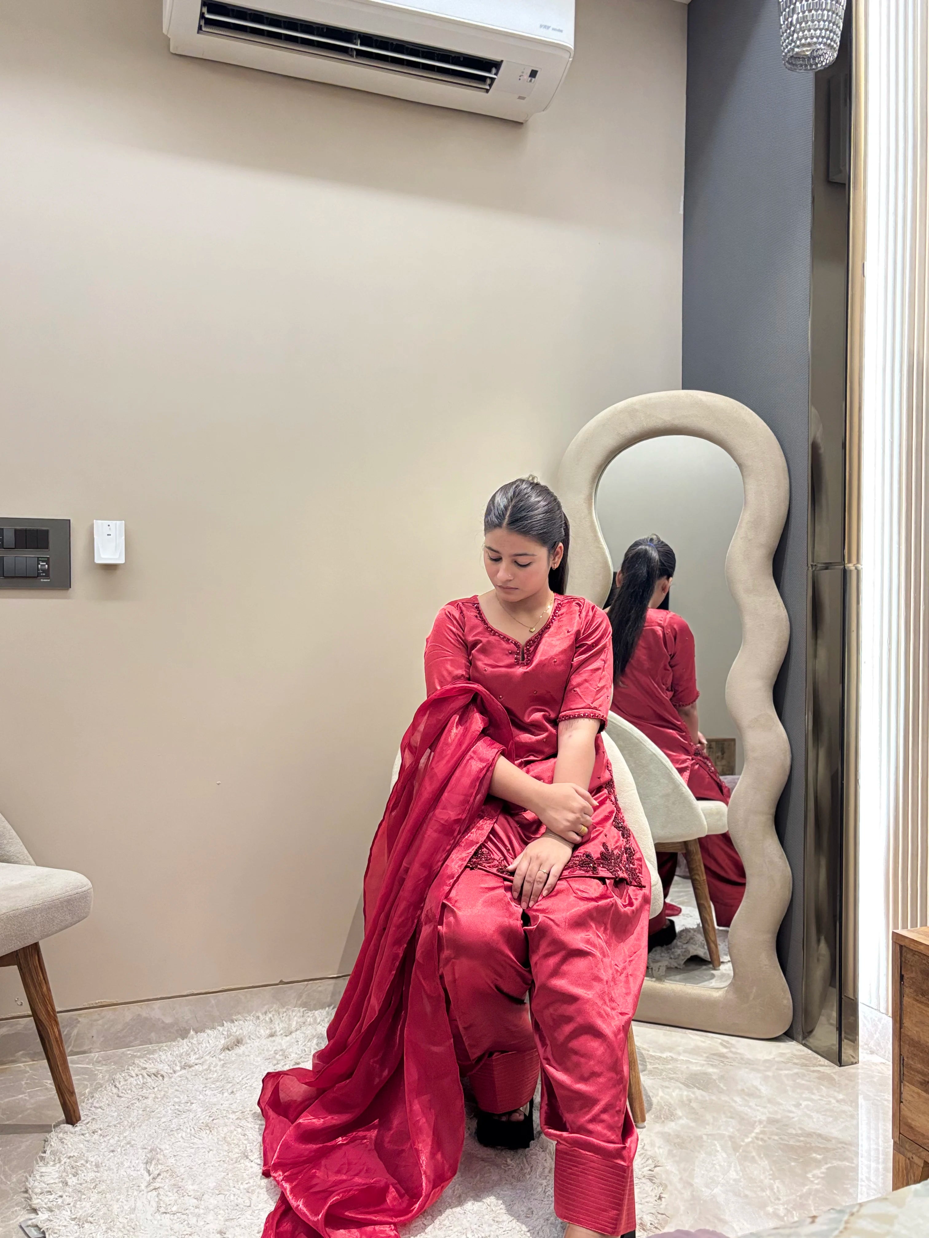 Saher Red Silk Farshi Set