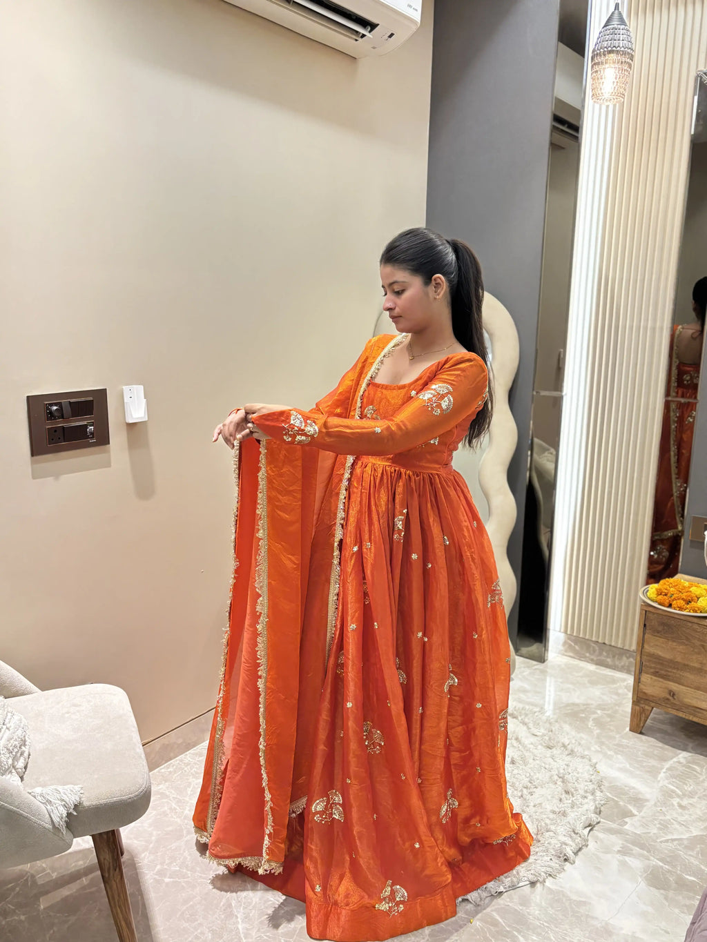 Gulnaar Pure Organza Anarkali